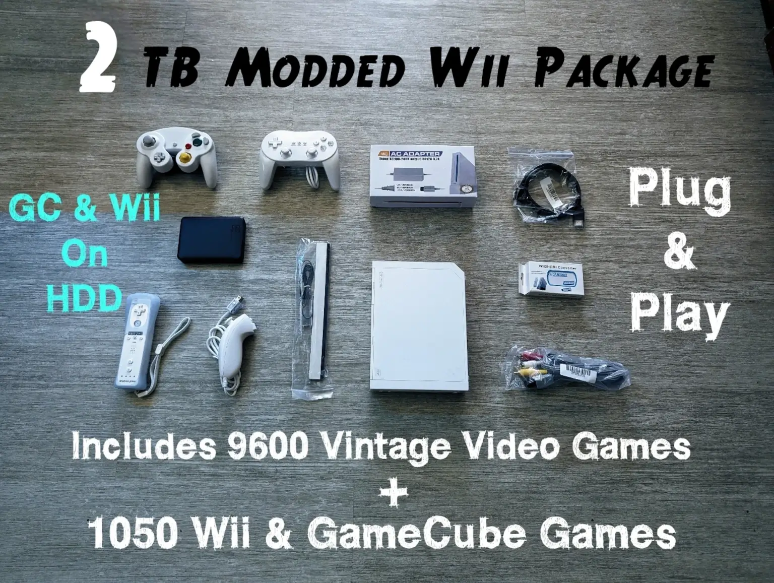 Unlocked Wii deals gaming system with 2 games and accessories