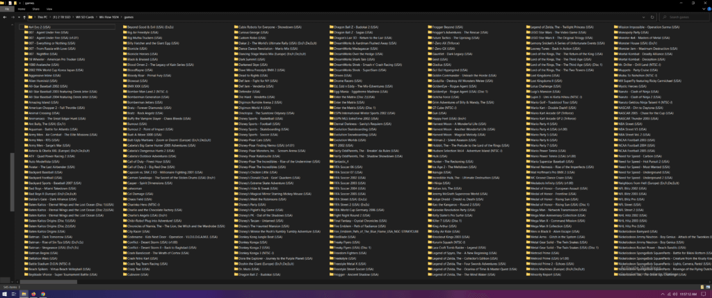 Games List for our 1 TB Wii SD card part 1.